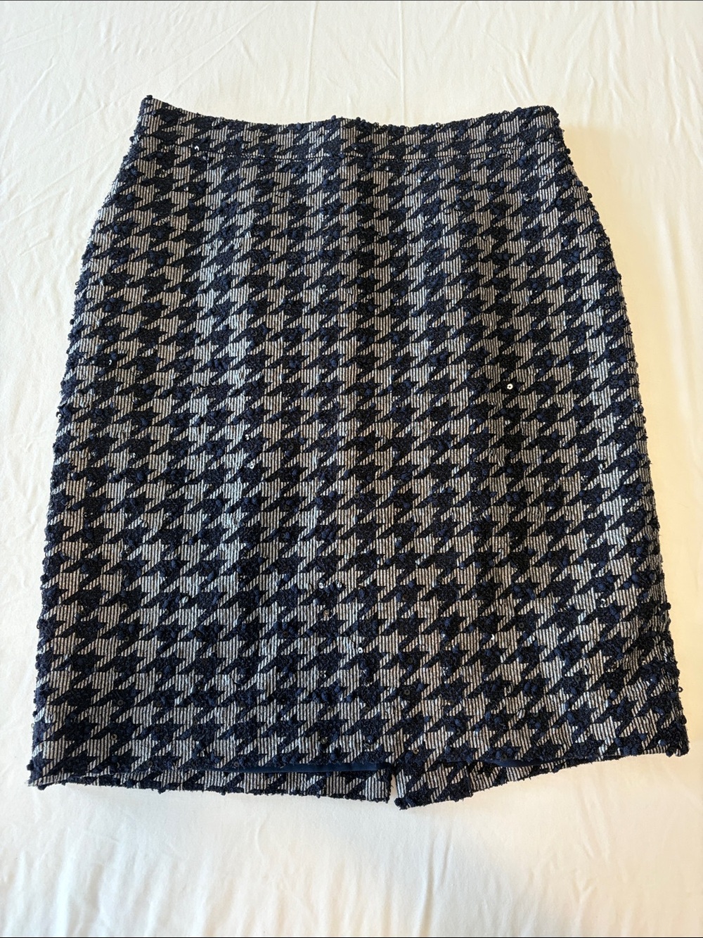 Classic Houndstooth Pencil Skirt - Black & Gray with subtle sequins - petite